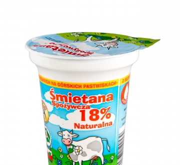 Śmietana spożywcza 18% naturalna „z krówką” 380g